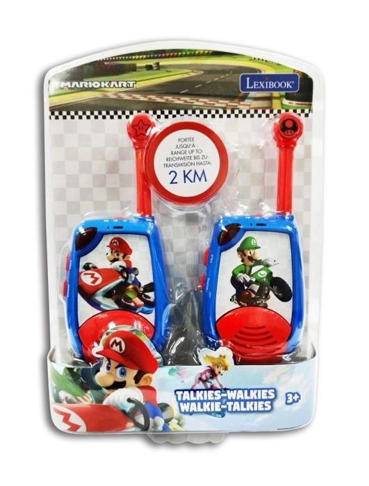MARIO KART Walkie-talkie digitali per bambini, portata 2 km e funzione codice Morse LEXIBOOK