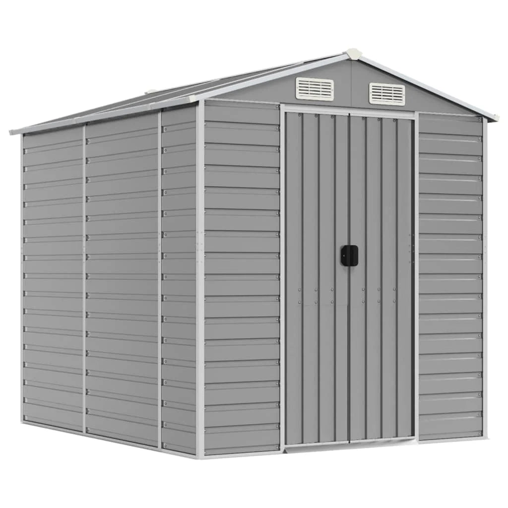Casetta da giardino cabina ripostiglio casetta da esterno robusta casetta per attrezzi colore chiaro 191 x 215 x 198 cm acciaio zincato grigio 02_0022242