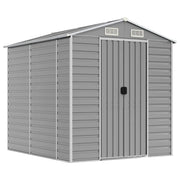 Casetta da giardino cabina ripostiglio casetta da esterno robusta casetta per attrezzi colore chiaro 191 x 215 x 198 cm acciaio zincato grigio 02_0022242