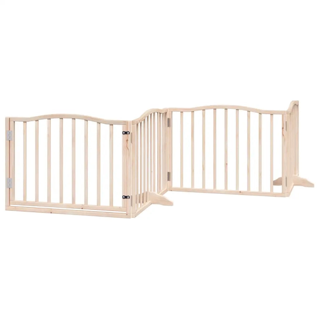 Cancello per Cani con Porta Pieghevole 4 Pannelli 320 cm Pioppo CFW9508424
