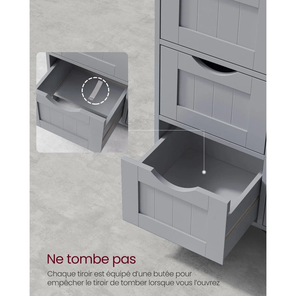 Mobiletto da bagno su gambe mobiletto portaoggetti con 4 cassetti cassettiera 30 x 30 x 82 cm per soggiorno cucina e corridoio salvaspazio grigio 12_0006507