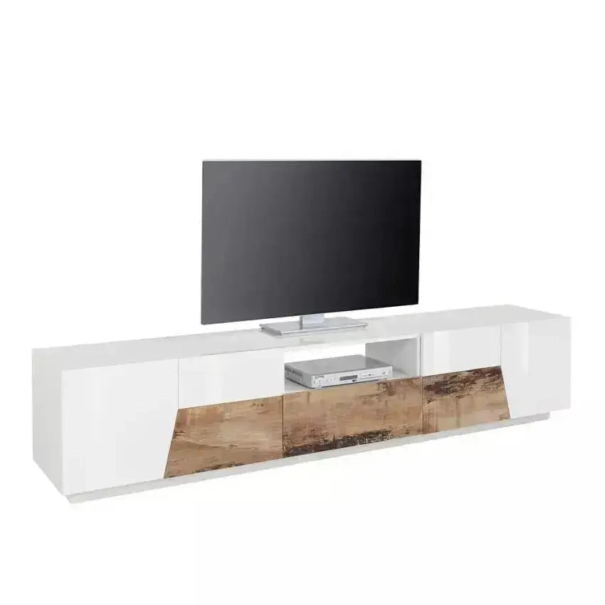 Credenza Alien Lowboard 220,1 x 43 x 46 cm - Bianco Laccato e Acero Pereira