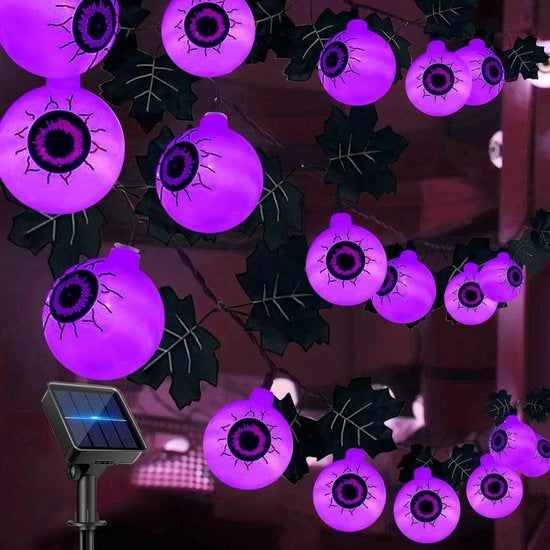 Decorazione di Halloween Premium: 65 metri, 30 palline LED oculari, alimentato da energia solare, impermeabile, decorazione per giardino.