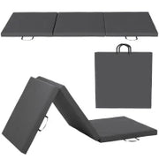 Tappetino fitness pieghevole in 3 pannelli con maniglie e rivestimento sintetico 180 x 60 x 5cm grigio