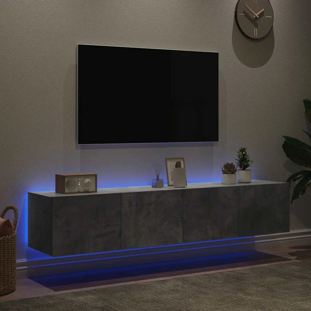 Mobili TV a Parete con Luci LED 2pz Grigio Cemento 80x35x31 cmcod mxl 110170