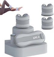Set di 2 bracciali pesanti grigi per polsi e caviglie, adatti per Pilates e allenamento di braccia e gambe - Pesi regolabili con chiusura a molla di gomma.