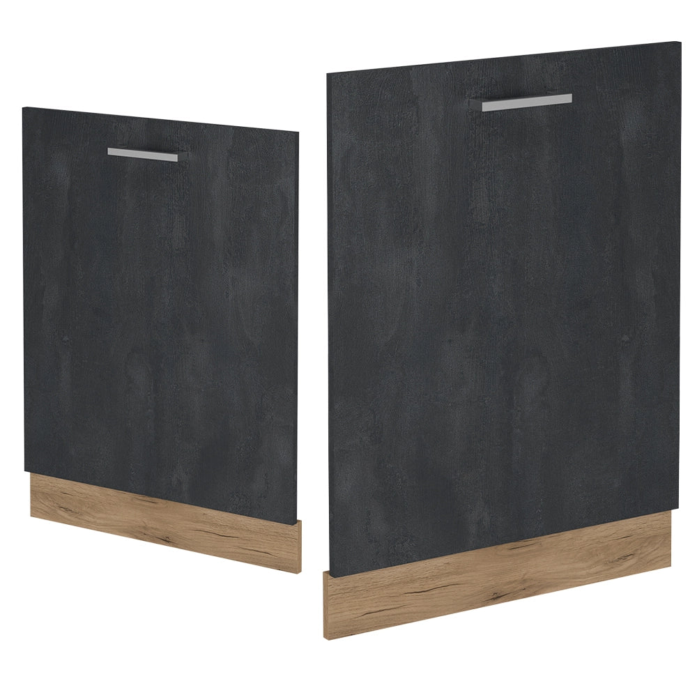 Pannello frontale della lavastoviglie R-Line Calce nera/Rovere dorato 60 cm, PL Antracite Vicco