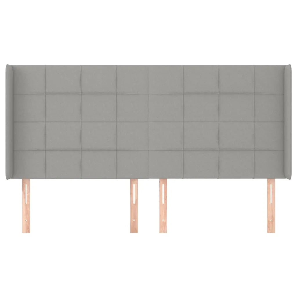 Testiera ad Orecchio-Testata con Orecchie Grigio Chiaro 183x16x118/128 cm in Tessuto 111896