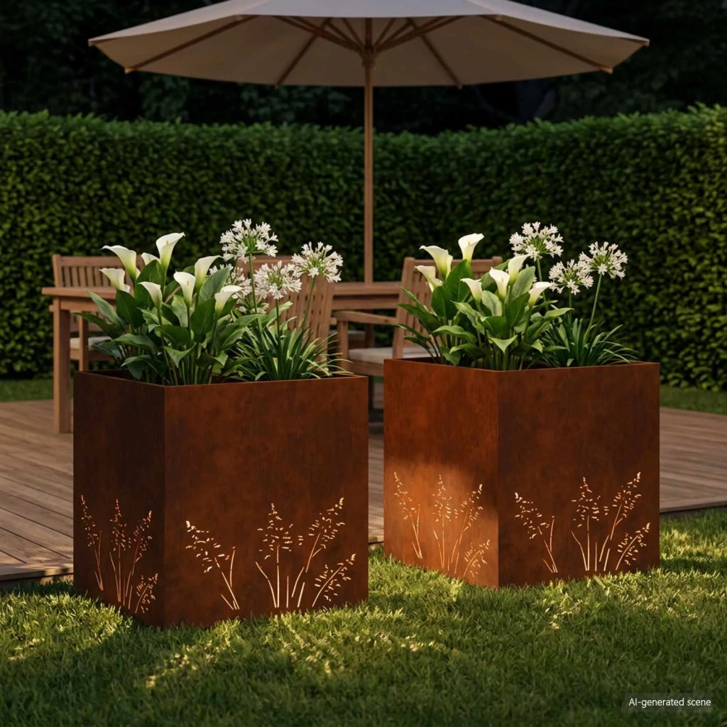Vaso da giardino 2 pz Ruggine 50 x 50 x 49 cm Acciaio Corten 8005805