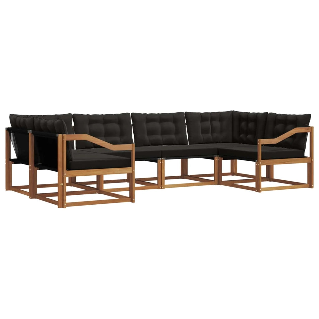 Set di divani da esterno con cuscino 6 pcs Naturale e Nero