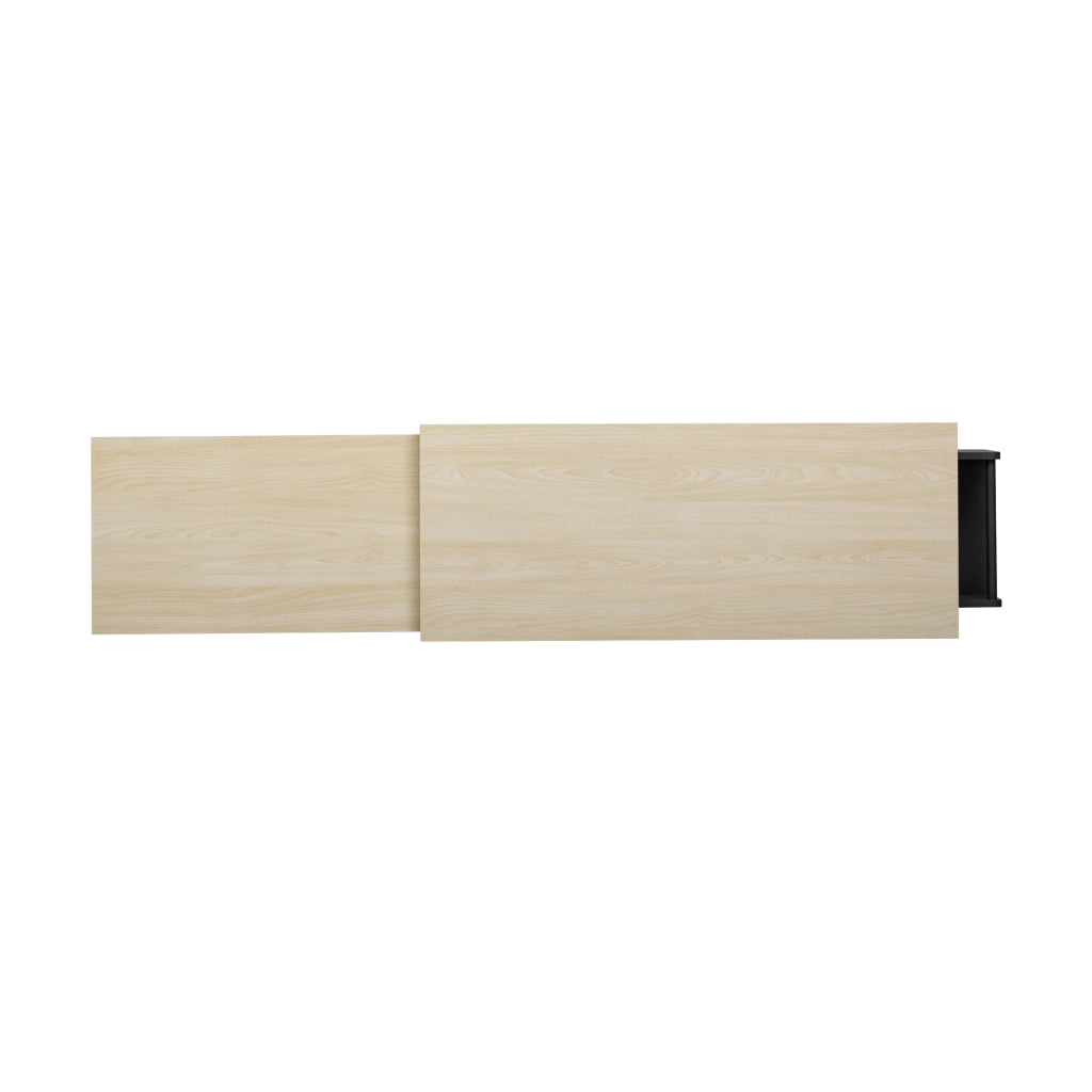Isola da Cucina su Ruote Allungabile ¨C MINIMAL ¨C Nero/Naturale, con Piano di Lavoro e Cassetti