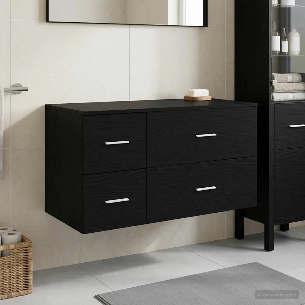 Set di mobili per il bagno 2 pz Rovere Nero 3404017