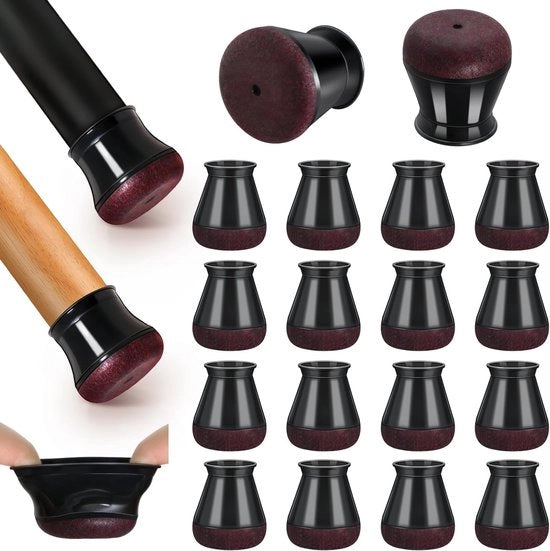 Piede Protezione per Pavimenti, 16 pezzi di silicone, coppe per piedi in legno duro con imbottitura a nastro, protezione per piedi di mobili (dimensione: 23 mm) - Nero