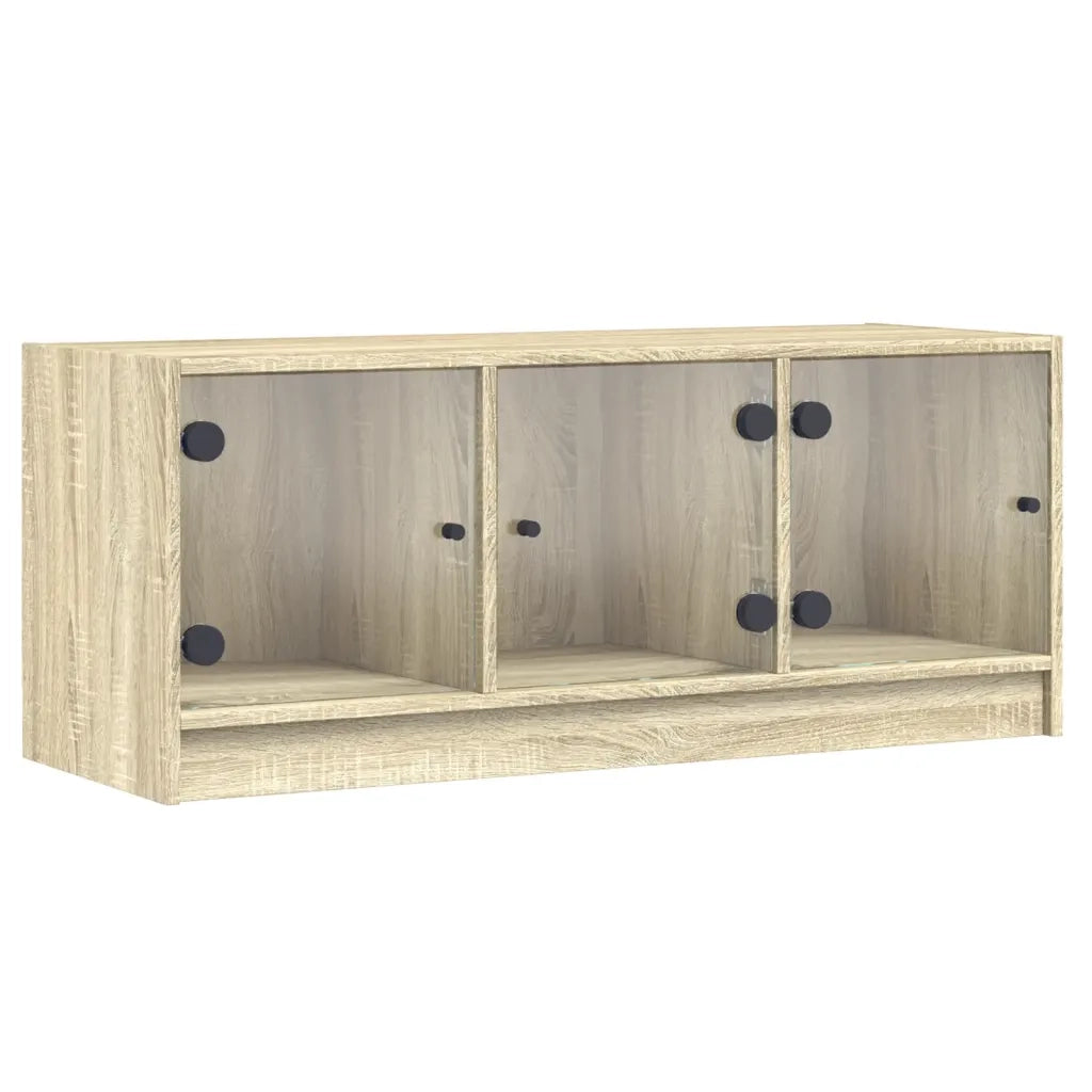 Mobile Porta TV con Ante in Vetro Rovere Sonoma 102x37x42 cm