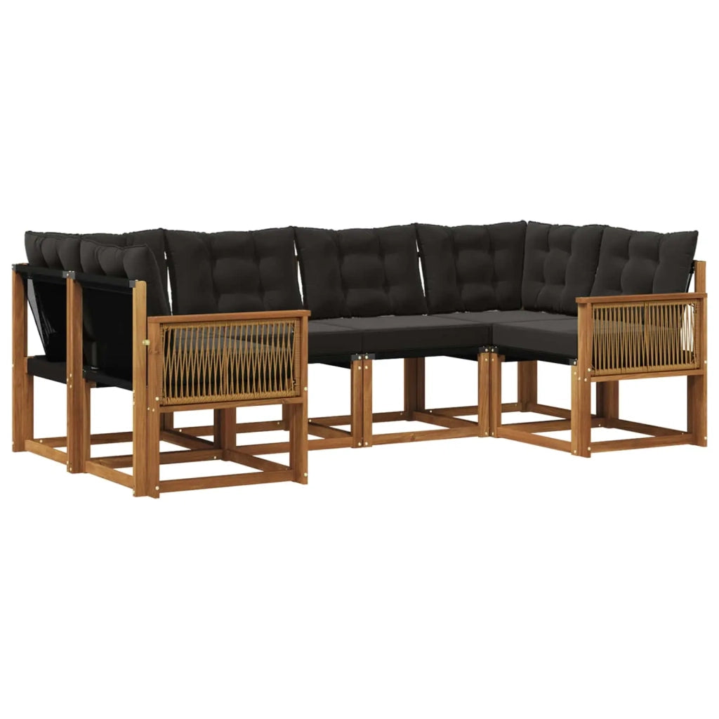 Set di divani da esterno 6 pz Naturale e Nero 3382180
