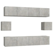 Set di mobili da 6 pezzi tra cui armadio credenza mobile TV televisore per soggiorno camera da letto salotto legno ingegnerizzato grigio 02_0025032