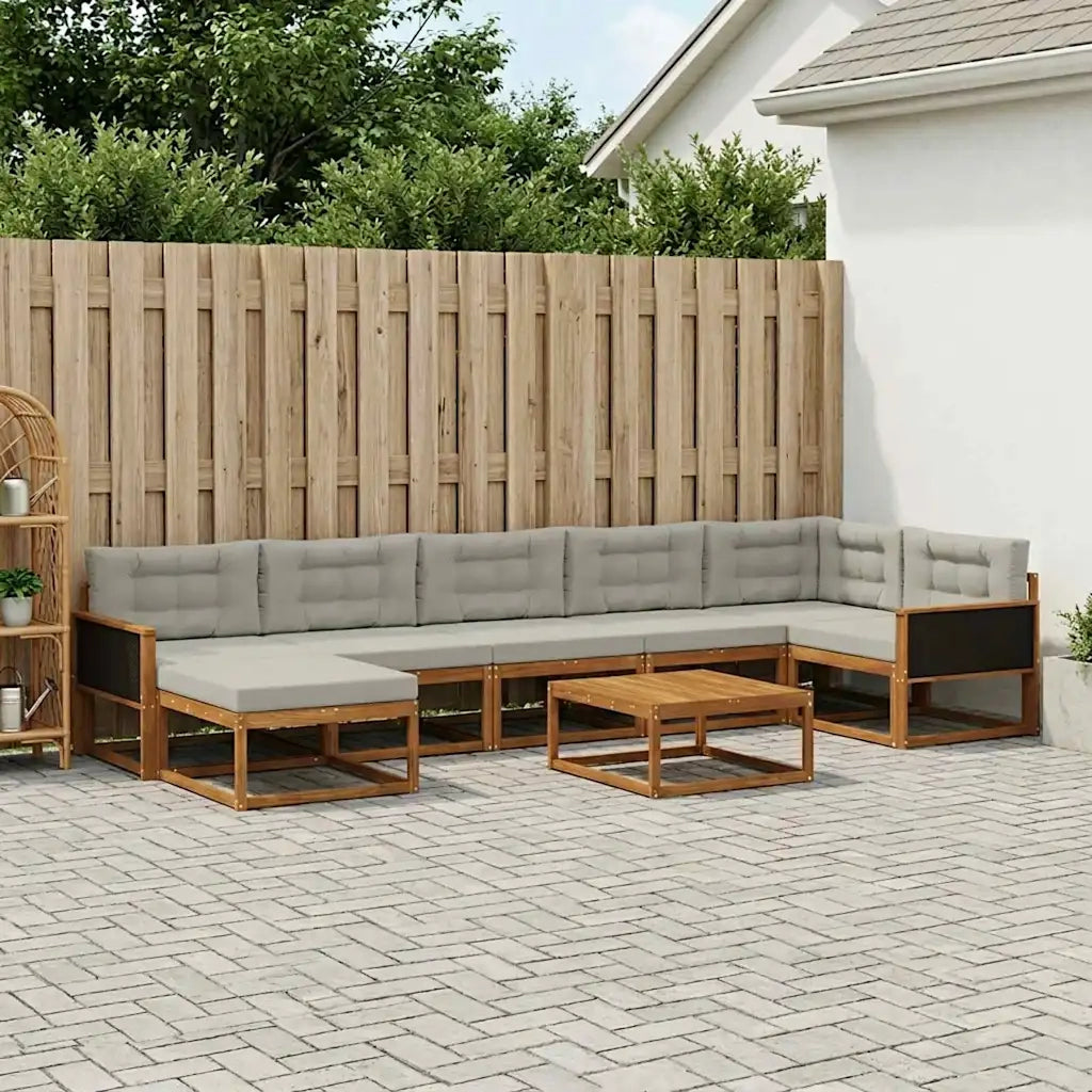 Set di divani da esterno 8 pcs Naturale e Grigio Chiaro 3382754