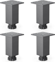 Piedi di mobili DN-760 regolabili in altezza - profilo quadrato - nero - 150 mm - set di 4 - viti a vite per legno