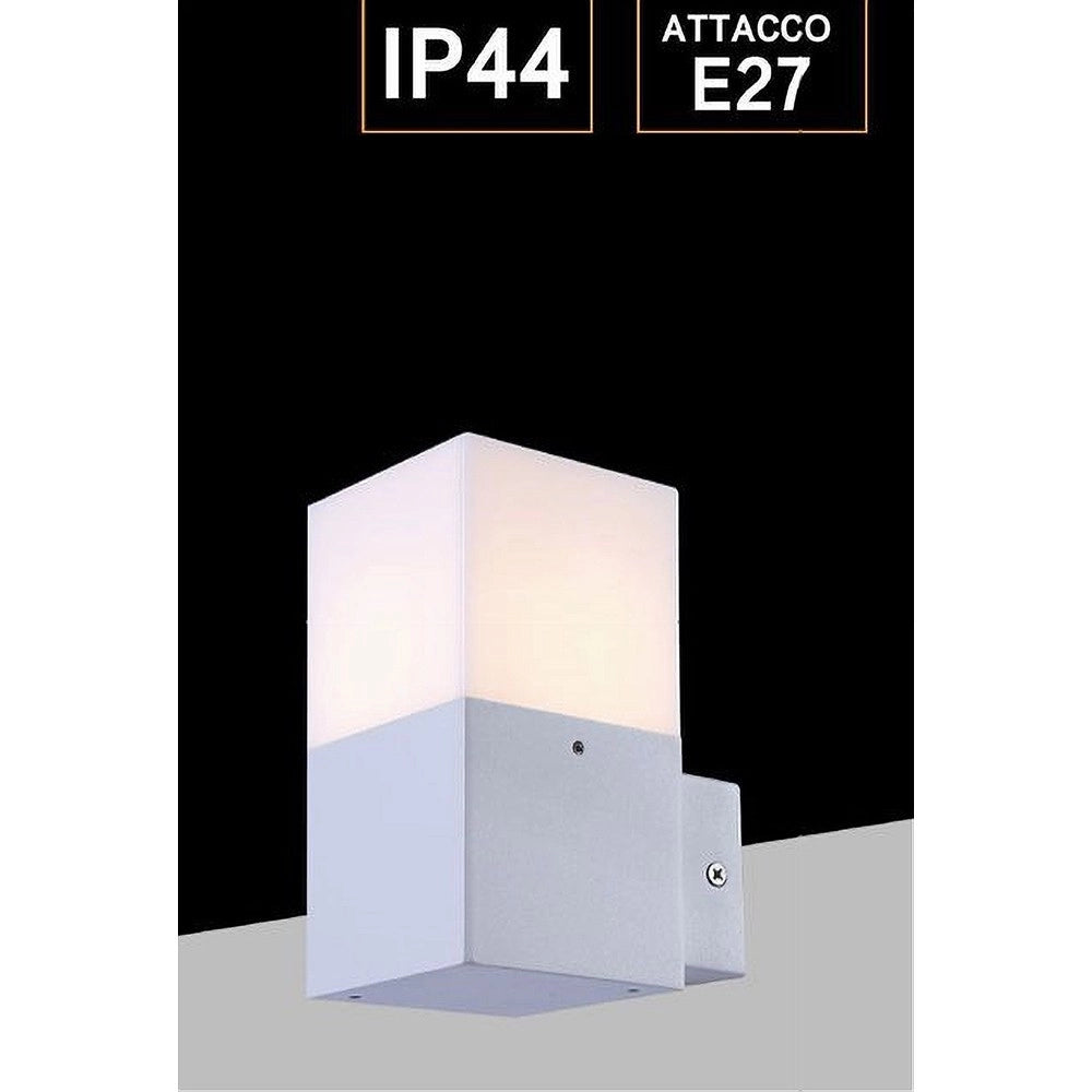 Trade Shop - Applique A Muro Per Esterno Lampada Da Parete In Alluminio Attacco E27 Ip44 B160 - Bianco
