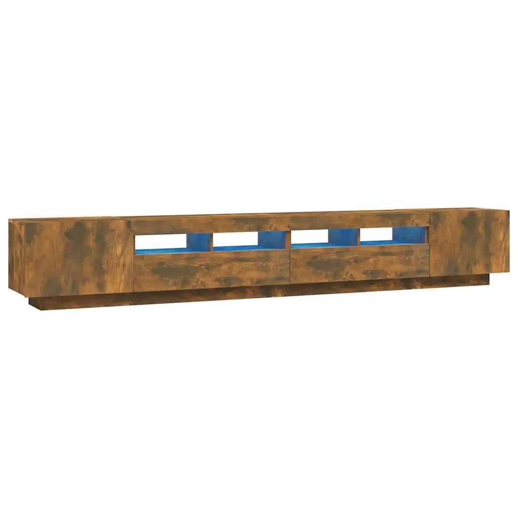 Set Mobili TV 3pz con Luci LED Rovere Fumo in Legno Multistrato cod mxl 18191