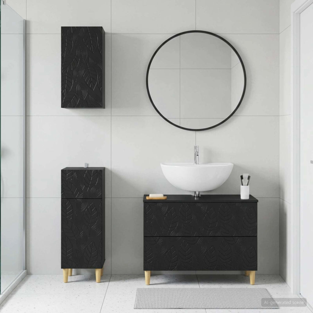 Set di armadietti da bagno in 3 pezzi DELFT Nero 3417784
