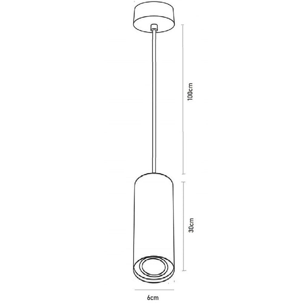 Trade Shop - Lampadario Faretto Cilindro Pendente A Sospensione Attacco Gu10 Bianco 30 Cm 99944 -
