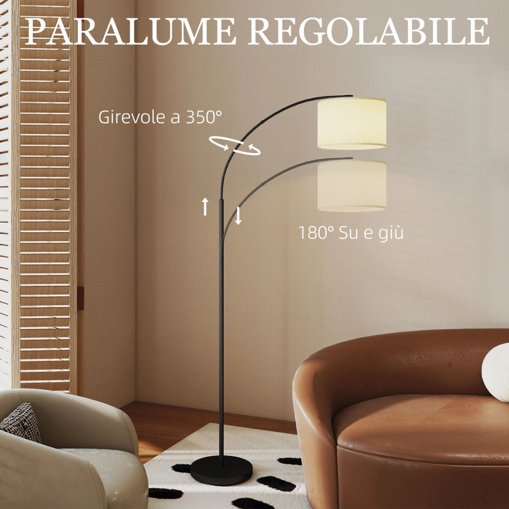 Lampada da Terra LED Regolabile con Telecomando con Timer 1H e Girevole in Metallo Nero