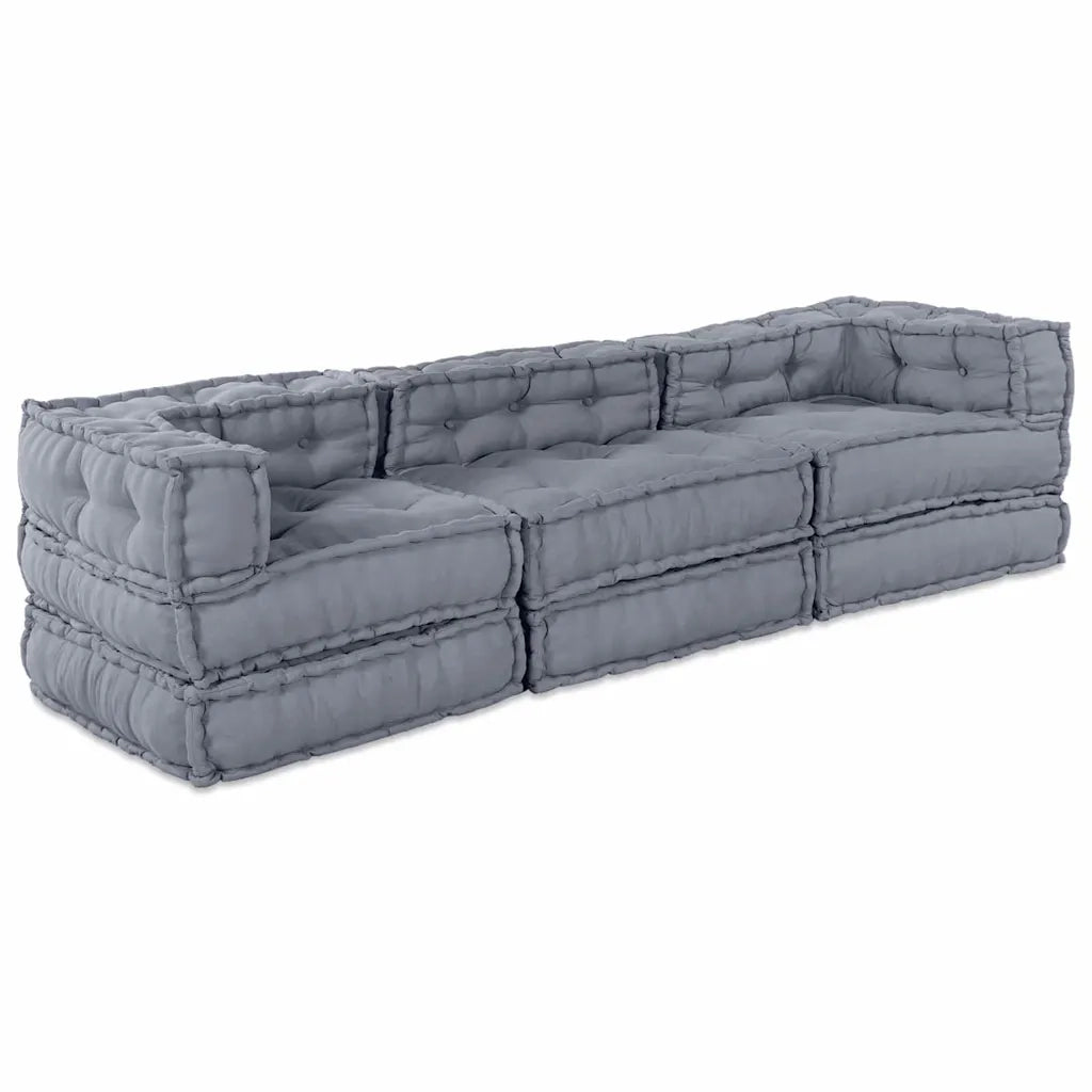 vidaXL Cuscino 3 pcs Grigio 70 x 70 x 54 cm Poliestere