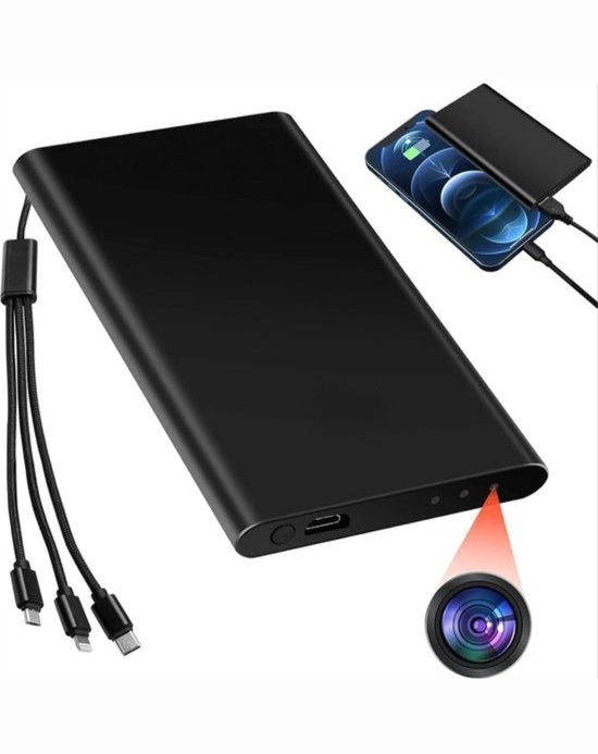 Camera HD 1080p con batteria ricaricabile e cavo di ricarica 3 in 1 con visione notturna