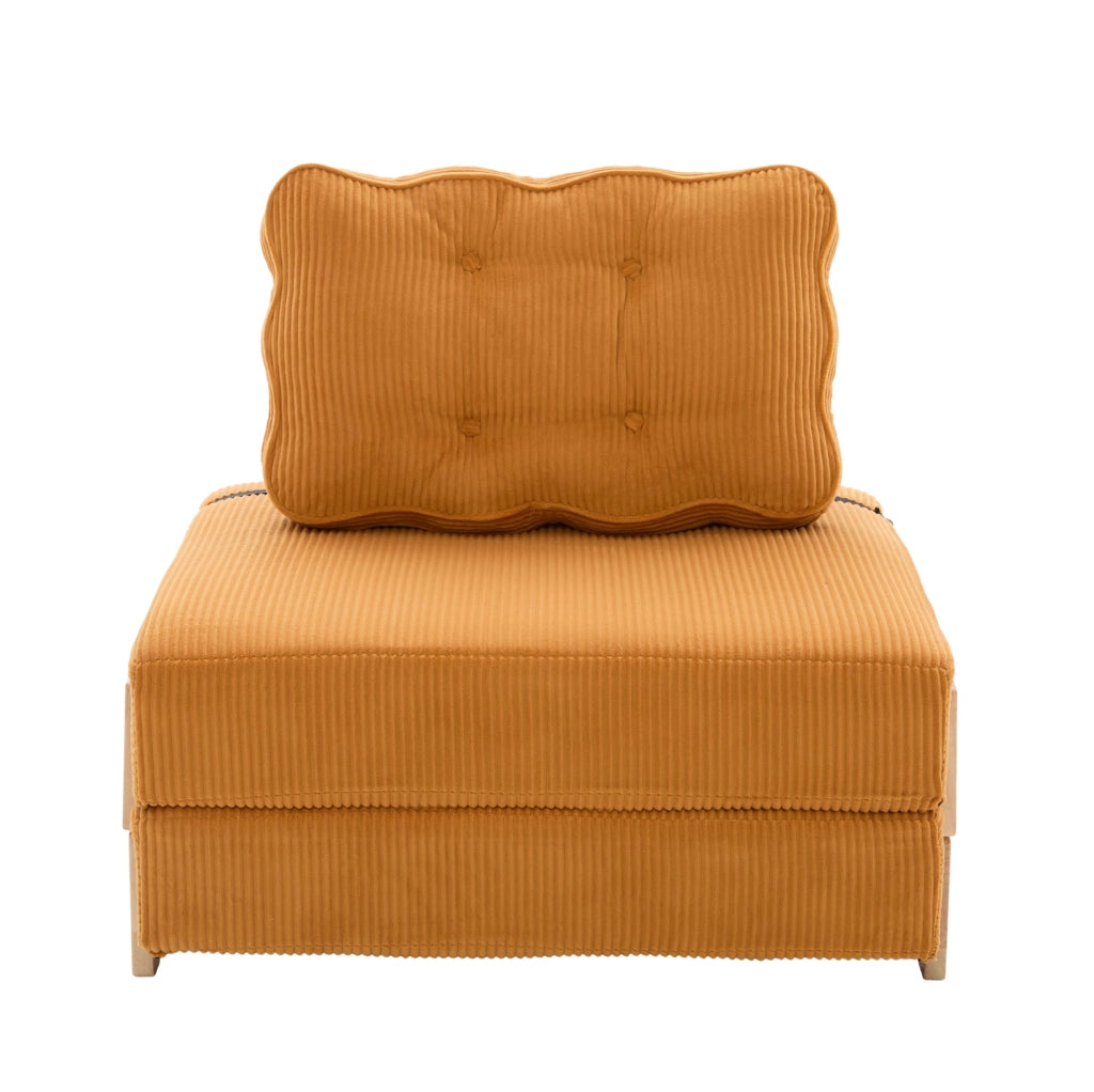 Poltrona pieghevole trasformabile in letto 90x86x84 cm in velluto a coste arancione