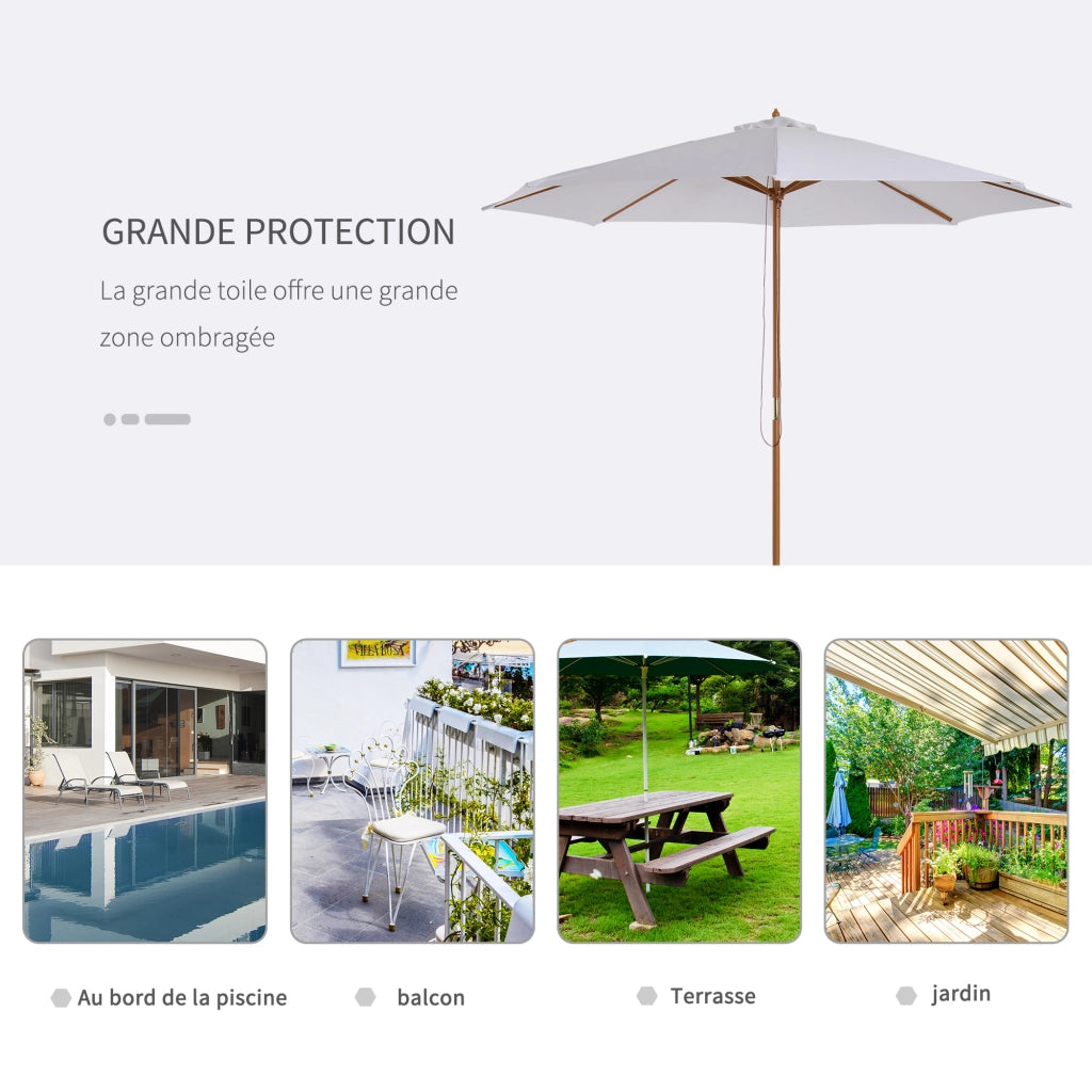 Parasole da giardino ¨C Minimal ¨C doppio tetto in legno e polyester, bianco, ? 3x2,5 m