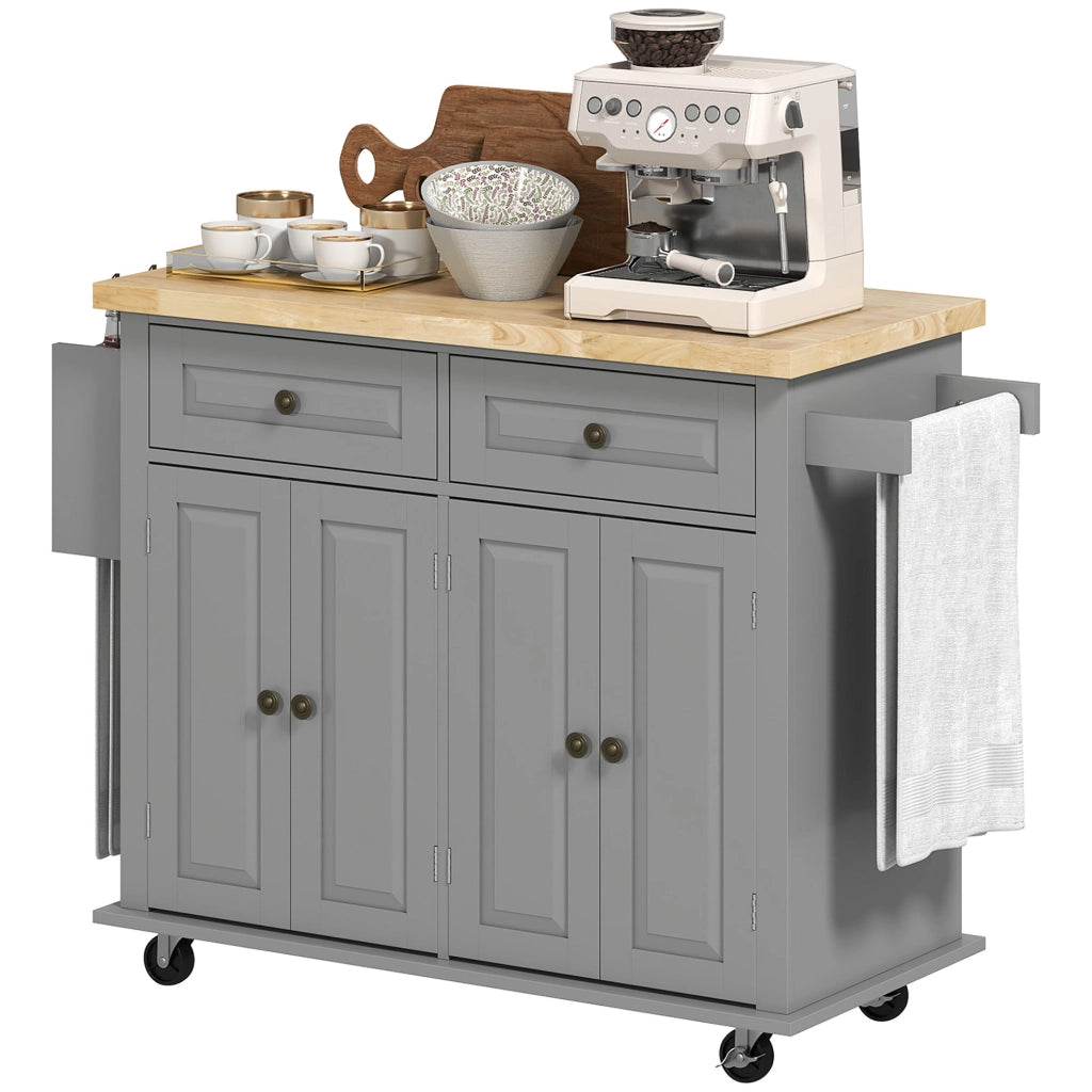 Tavolino da cucina con cassetti e ripiani ¨C zephmum ¨C MDF grigio h¨¦v¨¦a