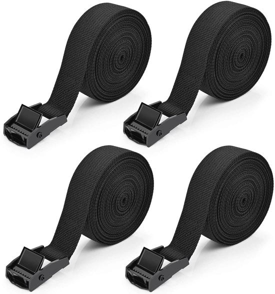 Set di cavi di allaccio 4 pezzi cavo di allaccio 4 m x 25 mm cavi di allaccio espandibili con viti cavi di allaccio con chiusura a vite (nero)