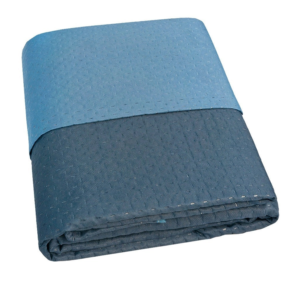 Trapunta Double Face SINGOLA 150x255 cm Coperta Morbida Copriletto Tinta Unita Blu