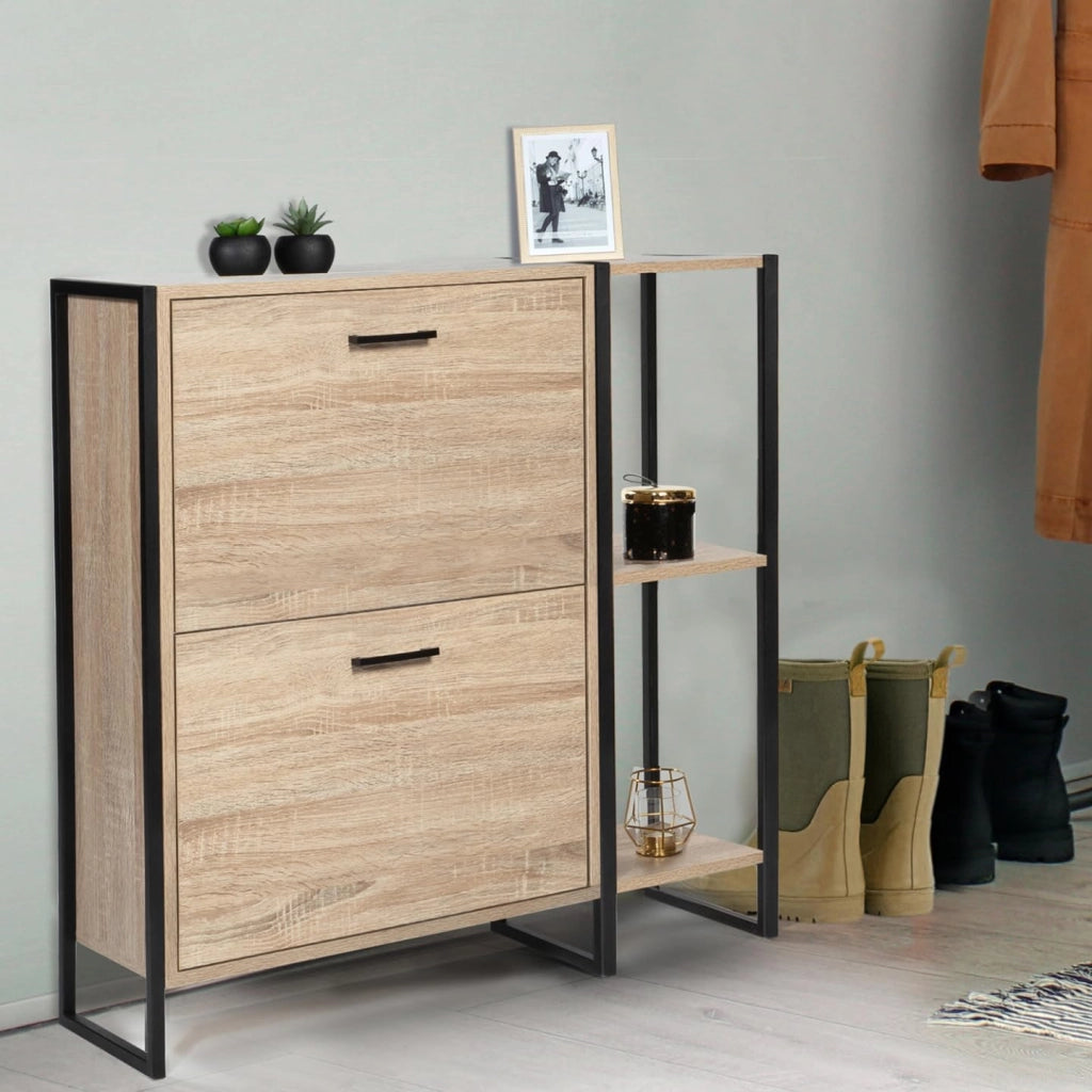 Scarpiera con 2 ante con ripiano design industriale LUIS