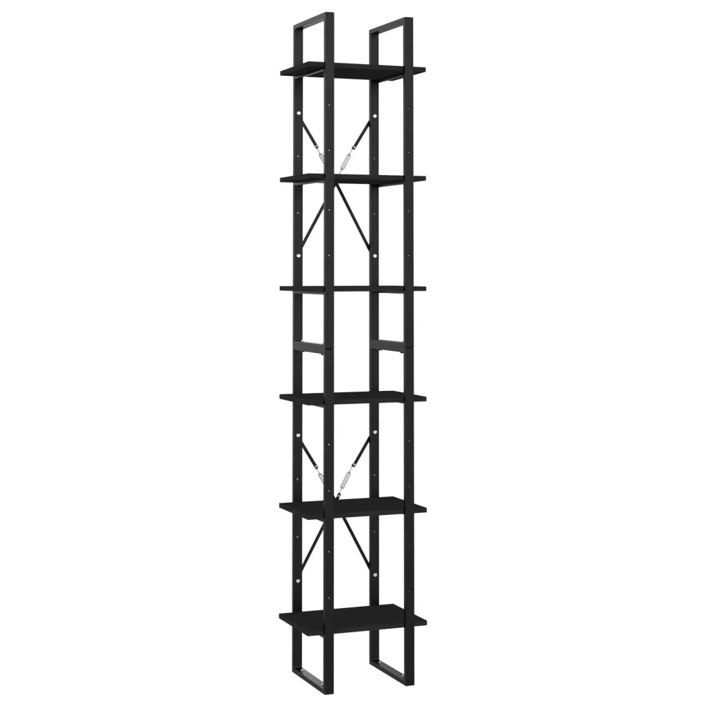 Libreria a 6 Ripiani Nera 40x30x210 cm in Legno Multistrato 806498