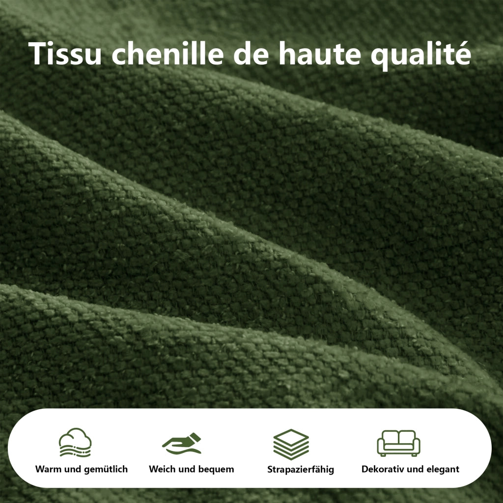 Canapé modulaire senza struttura con seduta extra profonda e cuscini in chenille per salotto verde