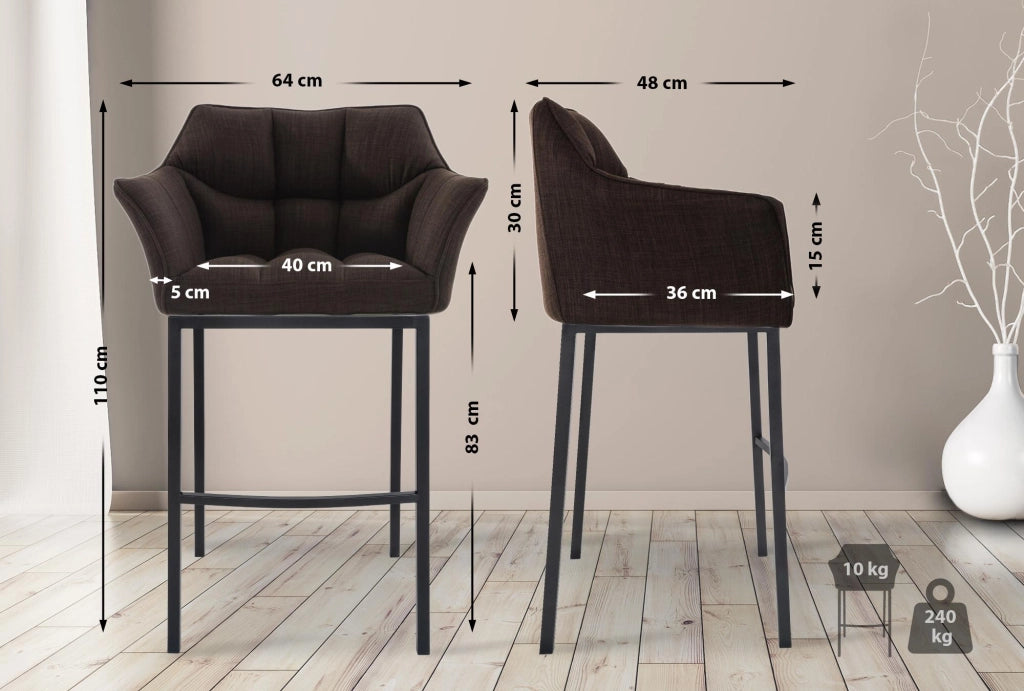 Barhocker Damaso B Stoff mit 4-FuЯ Gestell