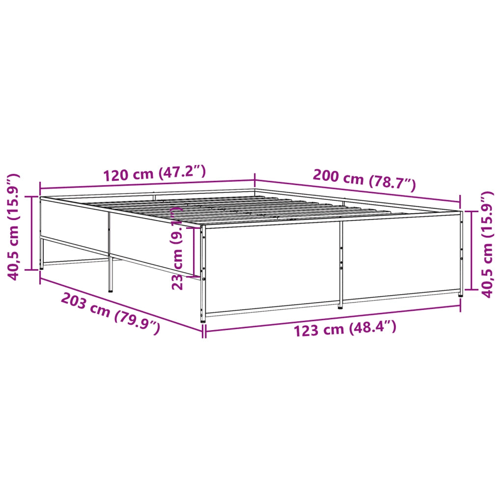 Giroletto-Struttura Letto Rovere Fumo 120x200 cm in Legno Multistrato Metallo 509635