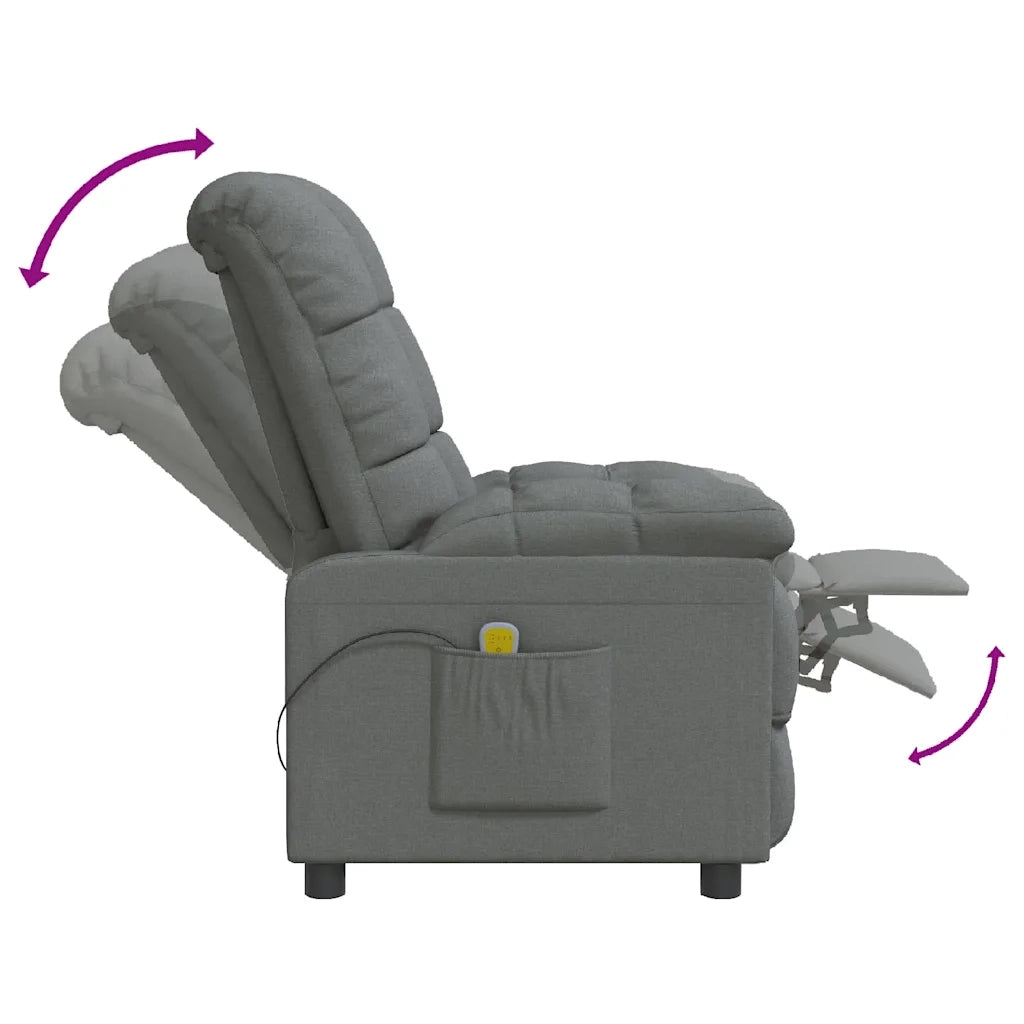 Poltrona Massaggiante | Sedia Relax Grigio Scuro in Tessuto