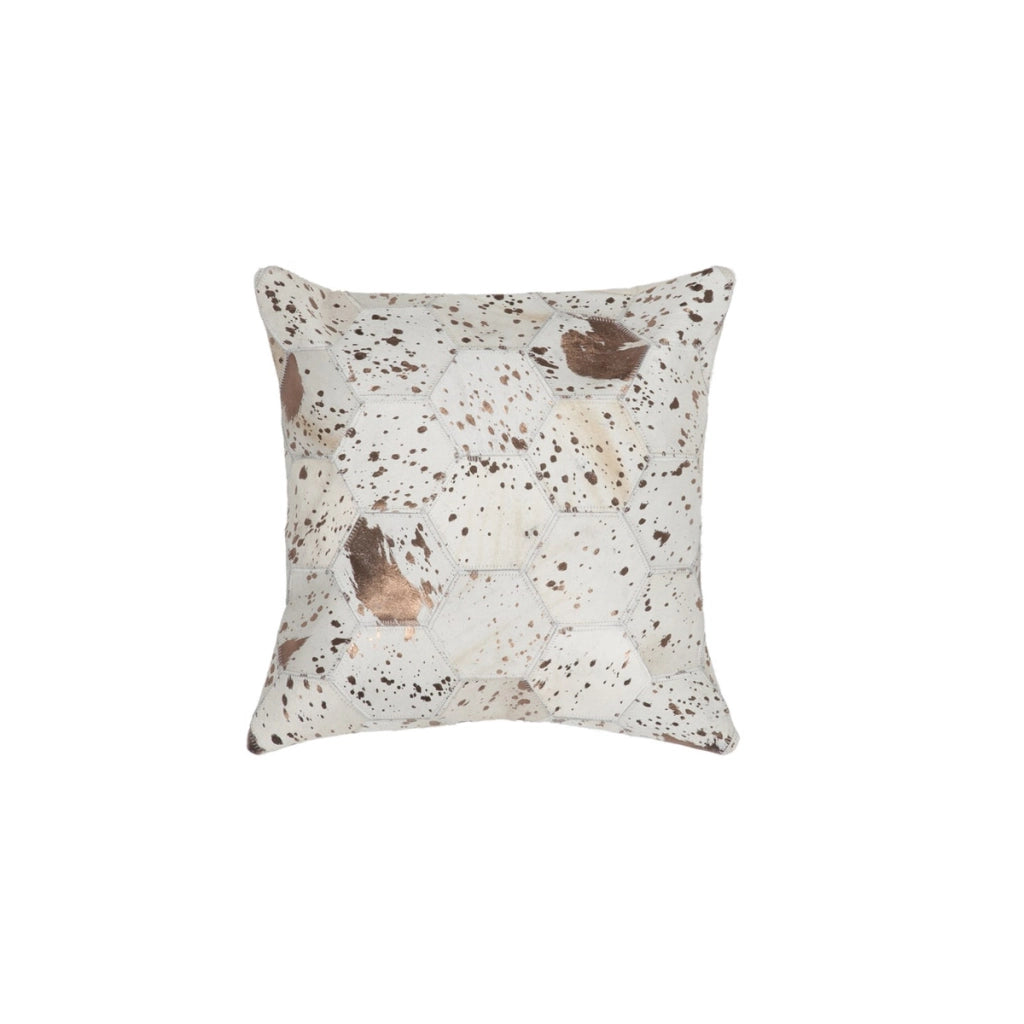 Cuscino Dazzle in Pelle Artigianale Avorio e Cromo