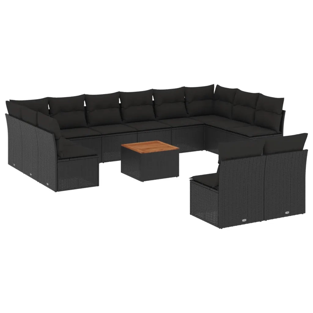Set Divani da Giardino 13pz con Cuscini Nero in Polyrattancod mxl 89555