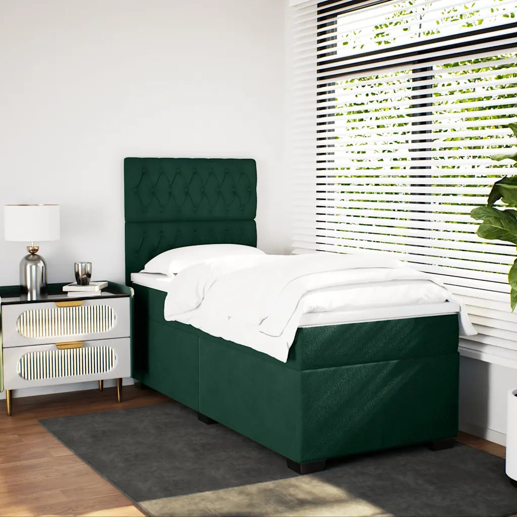 Giroletto a Molle con Materasso Verde Scuro 80x200 cm Velluto 3293071