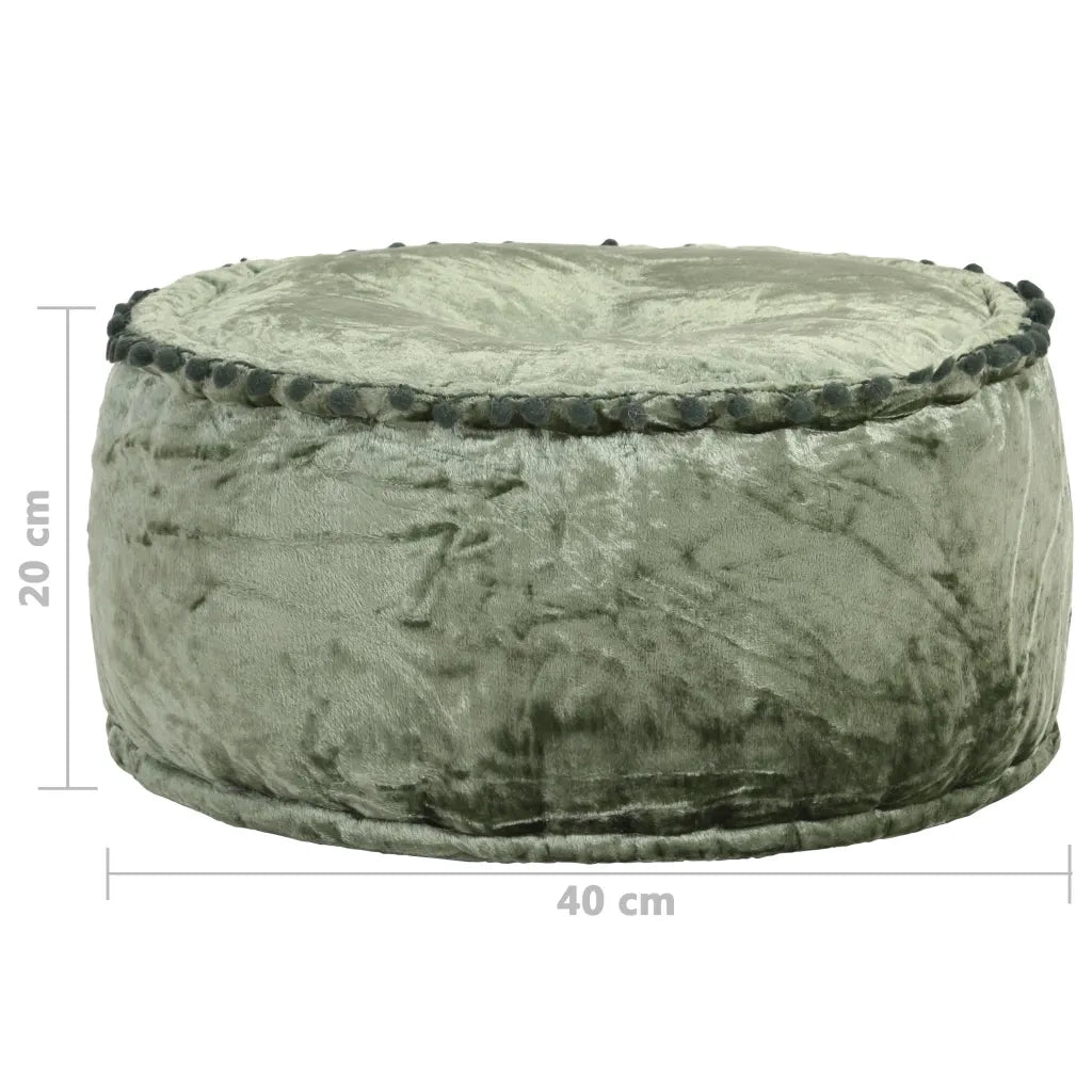 Pouf Rotondo in Velluto 40x20 cm Verde 287567
