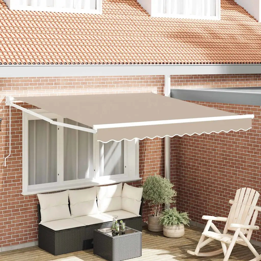 Tenda retrattile-Tenda parasole per balcone Beige 350 x 250 cm Poliestere e Alluminio 856916