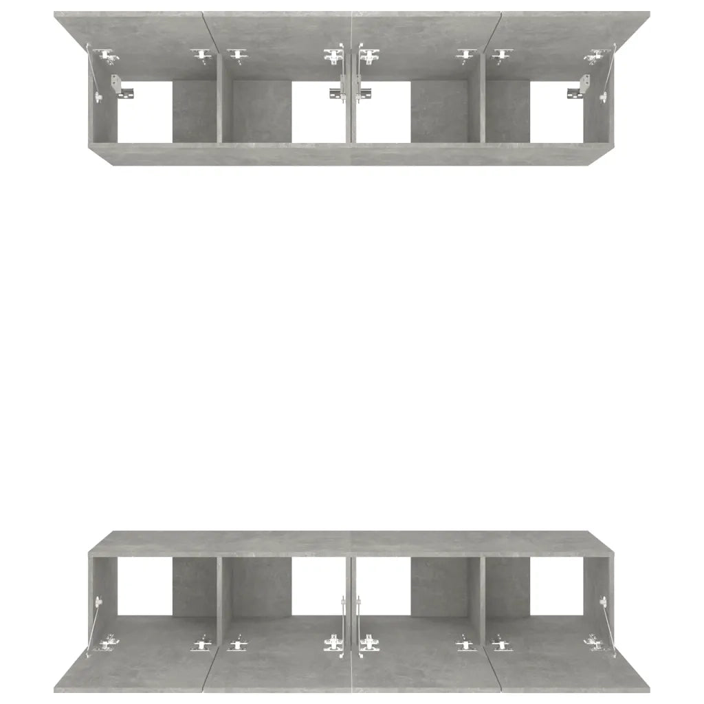 Mobili TV 4 pz Grigio Cemento 80x30x30 cm in Legno Multistrato