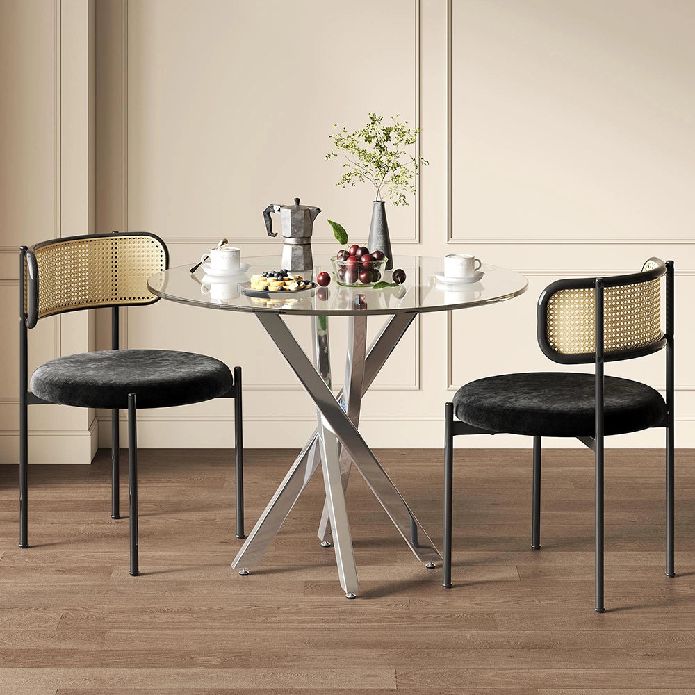 Tavolo rotondo in vetro temperato - Xylo - 80x80x75cm - Argento