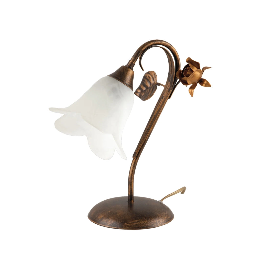 Lampada da Tavolo Cestino 1 Luce Marrone e Bianco LuceArt Classic