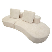 Masule, Divano Fisso 2 Posti Rivestimento in Tessuto Bouclè, 40x43x115h cm Bianco Crema