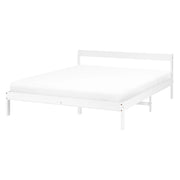 Letto matrimoniale in legno di Pino bianco con Rete a Doghe 140 x 200 cm stile minimalista